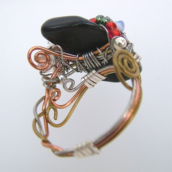 Black Onyx Wire Wrapped Jewelry Ring ch0240 Black Onyx Wire Wrapped Jewelry Ring