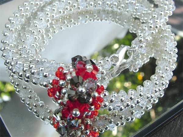 crochet beaded necklace with Swarovski crochet beaded necklace with Swarovski