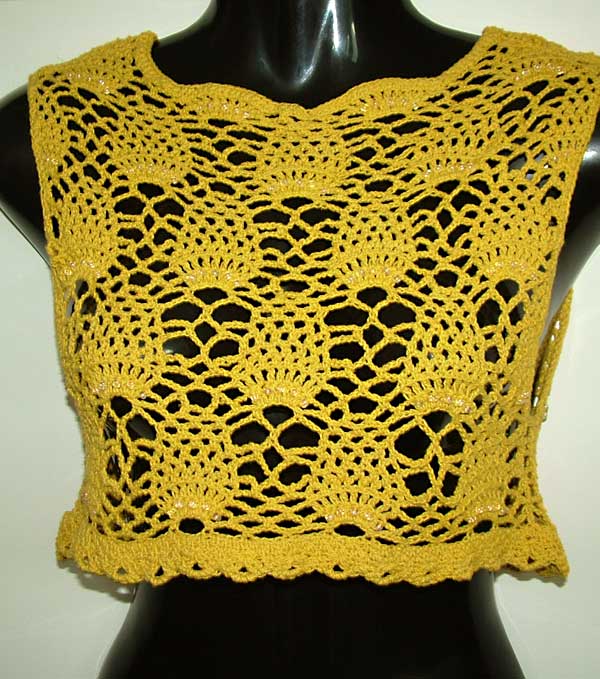 Beaded Pineapple Open Crochet work crop top Beaded Pineapple Open Crochet work crop top