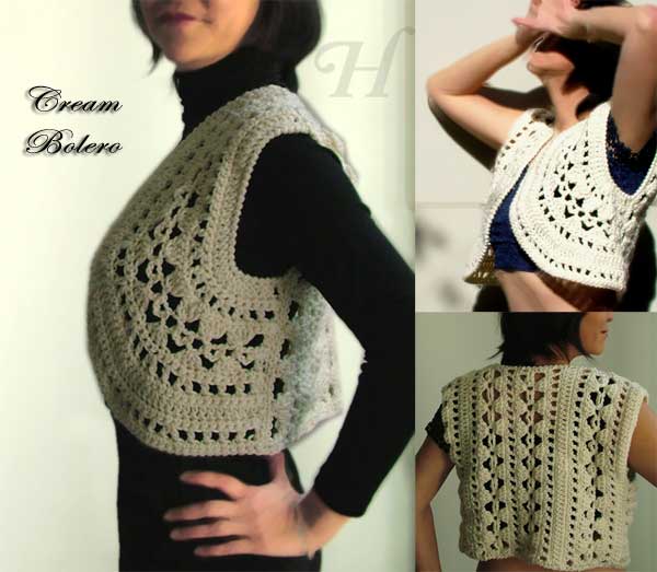 Cream Bolero - crochet style top ch0273 Cream Bolero - crochet style top