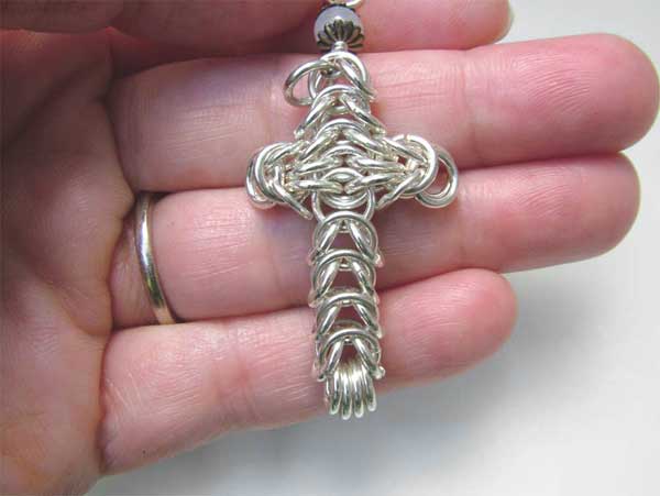 chain maille rosary cross